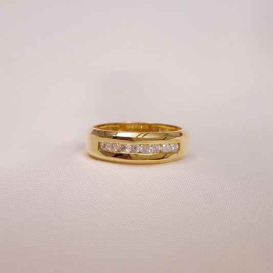 Silver/ Gold/ Rose Gold Men’s Gold-Plated Cubic Zirconia Wedding Band – Classic Channel Set Comfort Fit Ring for Daily Wear