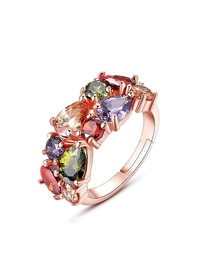Silver/ Gold/ Rose Gold Yellow Chimes Crystal Rings for Women | Adjustable Ring with Multicolor Swiss Cubic Zircon Crystal