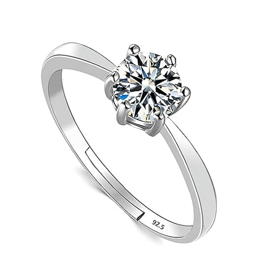 Silver/ Gold/ Rose Gold Elegant Round Cut CZ Diamond Engagement Ring – Classic Sparkling Promise Ring for Women