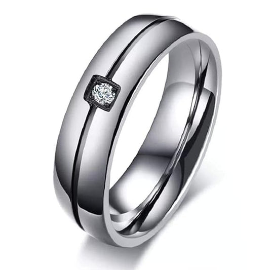 Silver/ Gold/ Rose Gold Men’s Classic Silver Wedding Band – Sleek Diamond Accent Ring for Timeless Elegance