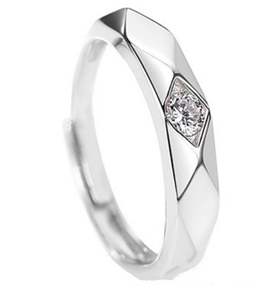 Silver/ Gold/ Rose Gold Minimalist Silver Diamond Ring – Elegant Geometric Band for Timeless Style