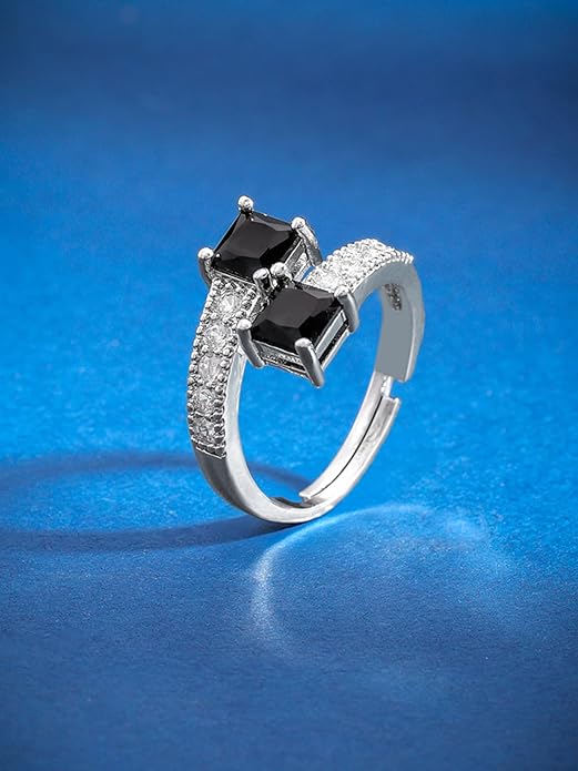 Silver/ Gold/ Rose Gold Yellow Chimes A5 Grade White Crystal Silver Plated Queen's Love Heart Ring for Women and Girls