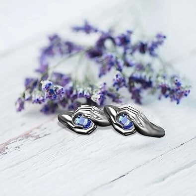 University Trendz Silver Plated Blue Stone Adjustable Open Hands Loving Hug Ring for Women and Girls (Grey)