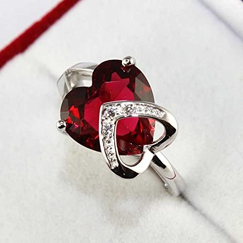 Silver/ Gold/ Rose Gold University Trendz Red Heart Ring with CZ Crystal for Women and Girls
