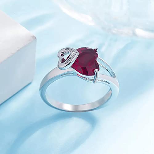 Silver/ Gold/ Rose Gold University Trendz Red Heart Ring with CZ Crystal for Women and Girls