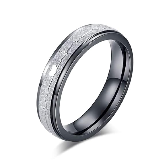 Couple’s Matching Heartbeat Wedding Bands – Two-Tone His & Hers Rings for Eternal Love