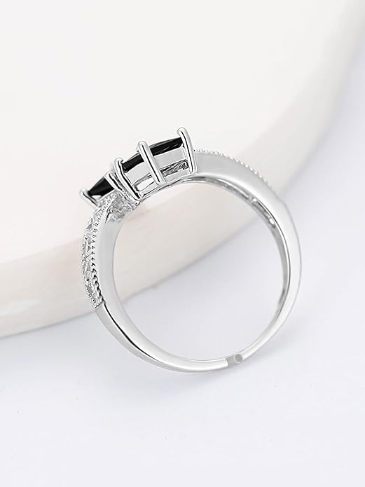 Silver/ Gold/ Rose Gold Yellow Chimes A5 Grade White Crystal Silver Plated Queen's Love Heart Ring for Women and Girls