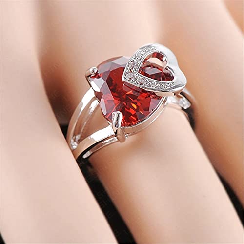 Silver/ Gold/ Rose Gold University Trendz Red Heart Ring with CZ Crystal for Women and Girls