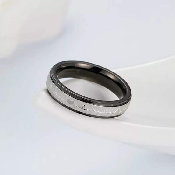 Couple’s Matching Heartbeat Wedding Bands – Two-Tone His & Hers Rings for Eternal Love