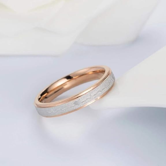 Couple’s Matching Heartbeat Wedding Bands – Two-Tone His & Hers Rings for Eternal Love