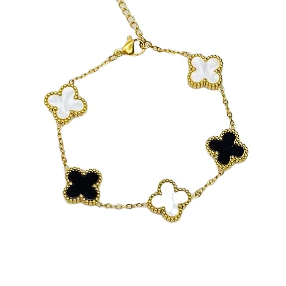 Silver / Gold / Rose gold Five-Leaf Clover Gold Charm Bracelet β Symbol of Extra Luck & Elegance