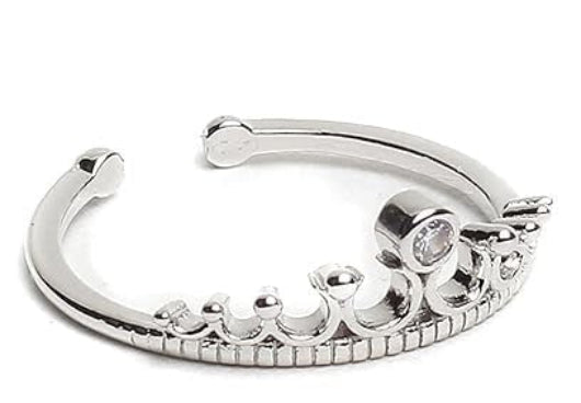 Silver/ Gold/ Rose Gold Elegant Silver Crown Adjustable Ring – Princess Tiara Design