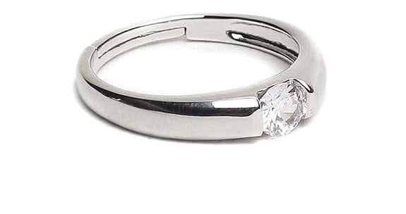 Elegant Silver Solitaire Adjustable Ring β Classic CZ Stone Design
