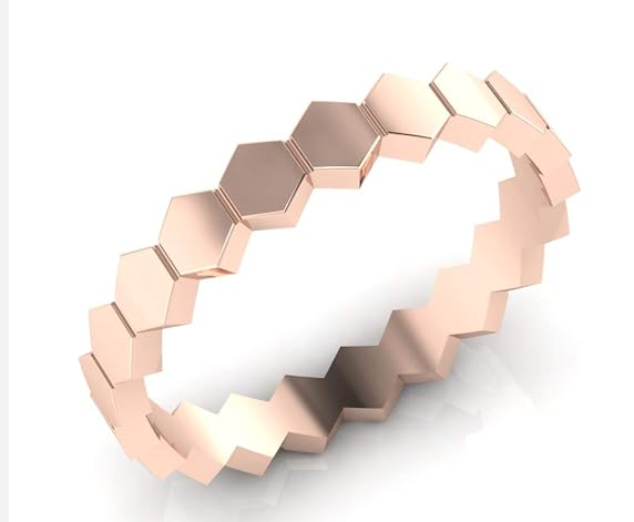 Silver/ Gold/ Rose gold Sophisticated Rose Gold Hexagon Ring β A Unique Geometric Masterpiece for Modern Elegance