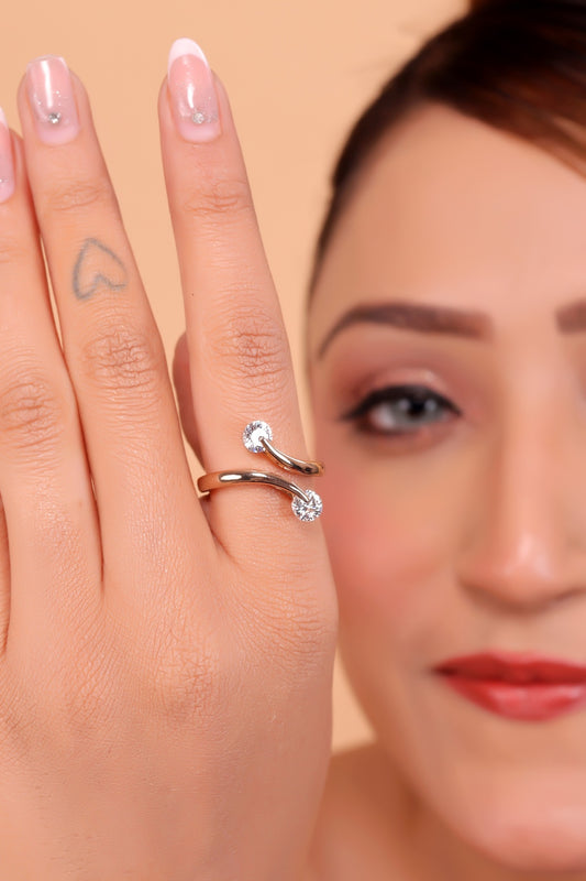 Forever Love Ring – Exquisite Alloy Cubic Zirconia Rhodium-Plated Ring, A Timeless Symbol of Romance, Elegance, and Everlasting Commitment