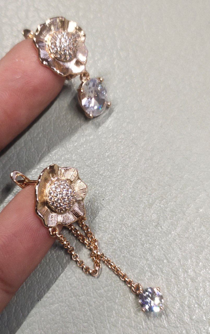 Silver/ Gold/ Rose Gold Elegant Floral Earrings with Sparkling Stones β A Timeless Blend of Grace & Glamour