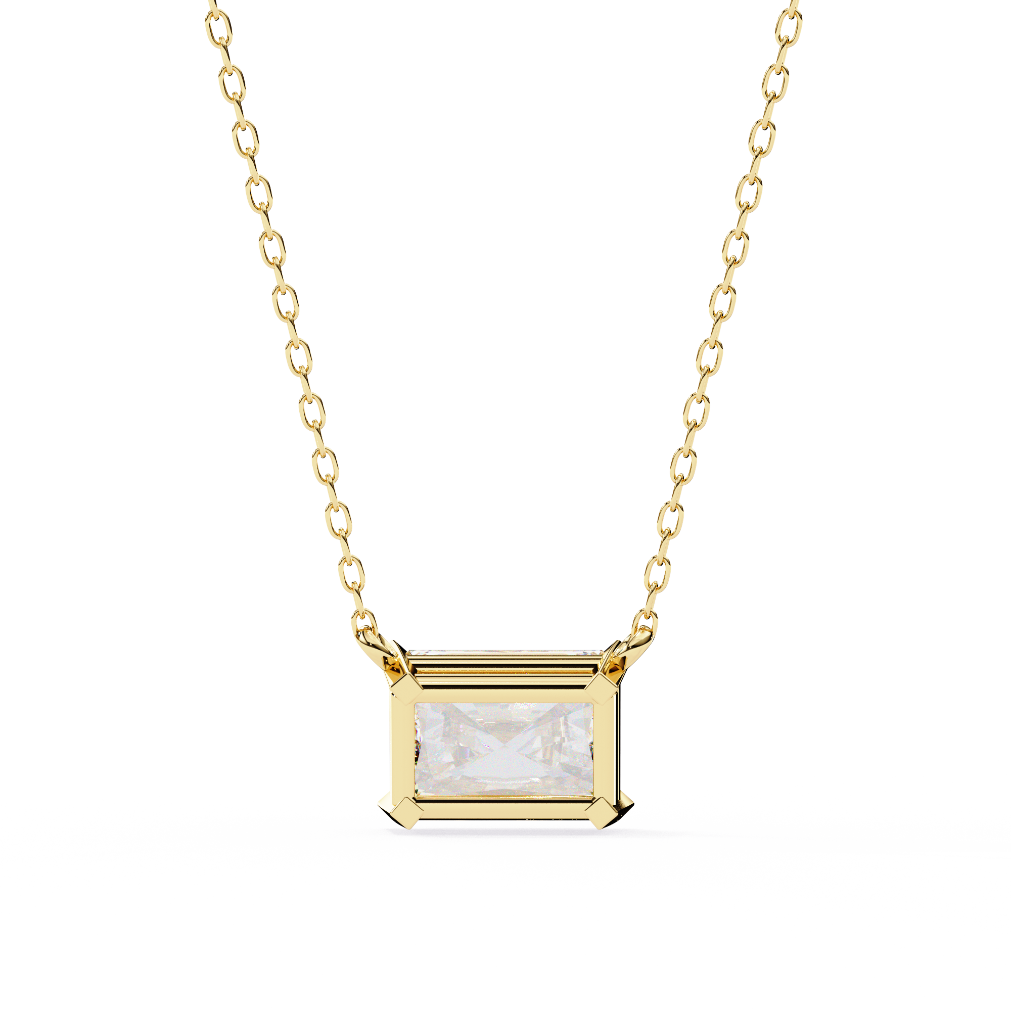 Brilliant Radiant-Cut Moissanite Pendant Necklace