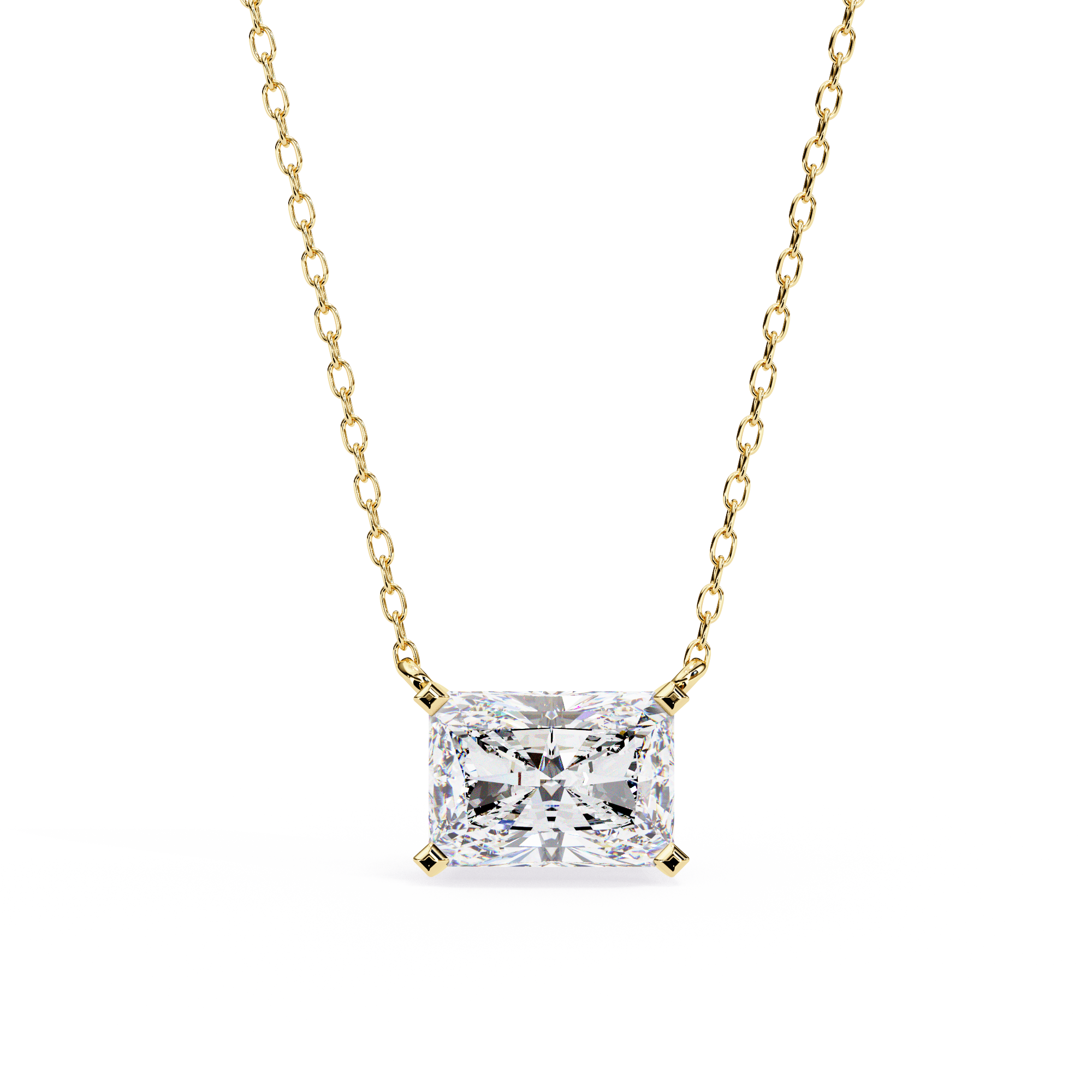 Brilliant Radiant-Cut Moissanite Pendant Necklace