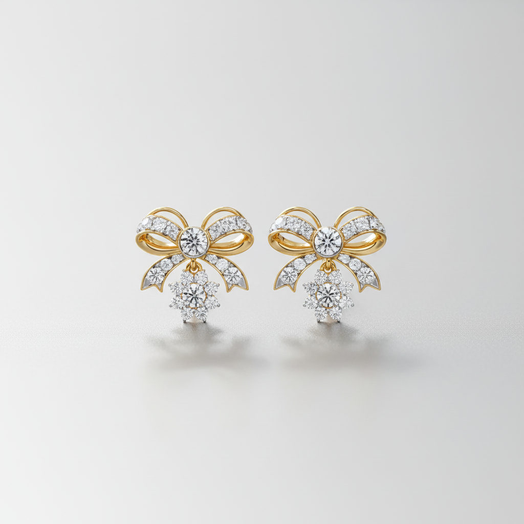 Royal Bow Sparkle Earrings – Playful Elegance & Brilliant Shine