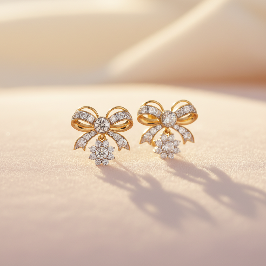 Royal Bow Sparkle Earrings – Playful Elegance & Brilliant Shine
