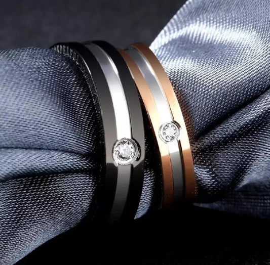 Silver/ Gold/ Rose Gold Elegant His &amp; Hers Two-Tone Diamond Wedding Bands – Luxury Matching Couple Rings