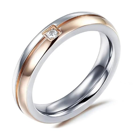 Silver/ Gold/ Rose Gold Men’s Two-Tone Gold &amp; Silver Wedding Band – Elegant Diamond Accent Ring