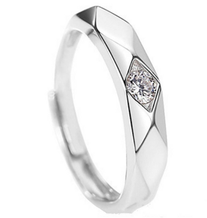 Silver/ Gold/ Rose Gold Minimalist Silver Diamond Ring – Elegant Geometric Band for Timeless Style