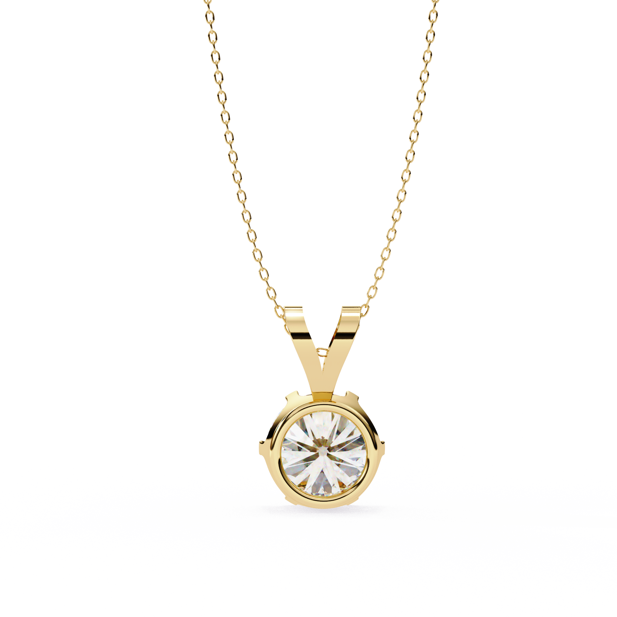 Bezel-Set Round Solitaire Moissanite Necklace