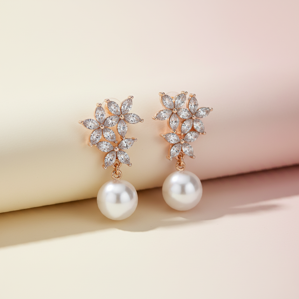 Celestial Pearl Vine Earrings – Ethereal Beauty & Nature-Inspired Luxury