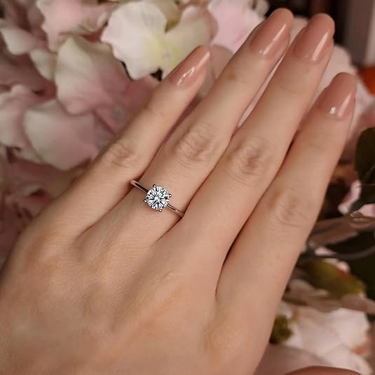 Silver/ Gold/ Rose Gold Elegant Round Cut CZ Diamond Engagement Ring – Classic Sparkling Promise Ring for Women
