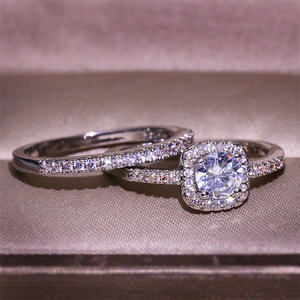 Silver/ Gold/ Rose Gold Elegant Diamond Engagement and Wedding Ring Set  – A Timeless Symbol of Love