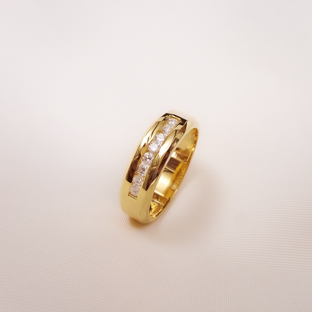 Silver/ Gold/ Rose Gold Men’s Gold-Plated Cubic Zirconia Wedding Band – Classic Channel Set Comfort Fit Ring for Daily Wear