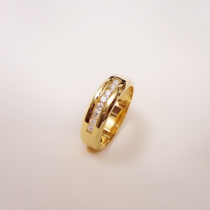 Silver/ Gold/ Rose Gold Men’s Gold-Plated Cubic Zirconia Wedding Band – Classic Channel Set Comfort Fit Ring for Daily Wear