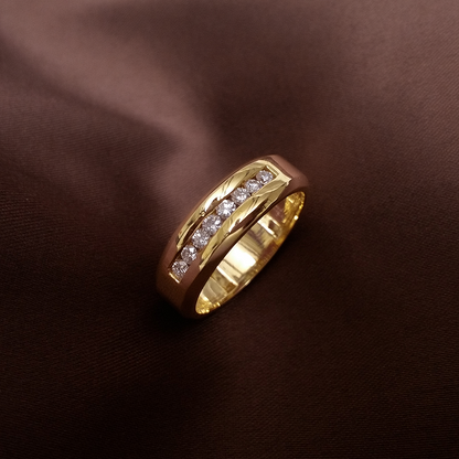 Silver/ Gold/ Rose Gold Men’s Gold-Plated Cubic Zirconia Wedding Band – Classic Channel Set Comfort Fit Ring for Daily Wear