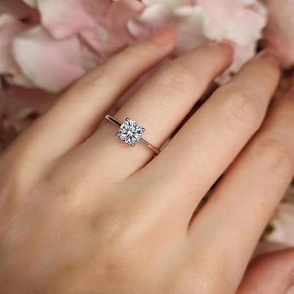 Silver/ Gold/ Rose Gold Elegant Round Cut CZ Diamond Engagement Ring – Classic Sparkling Promise Ring for Women