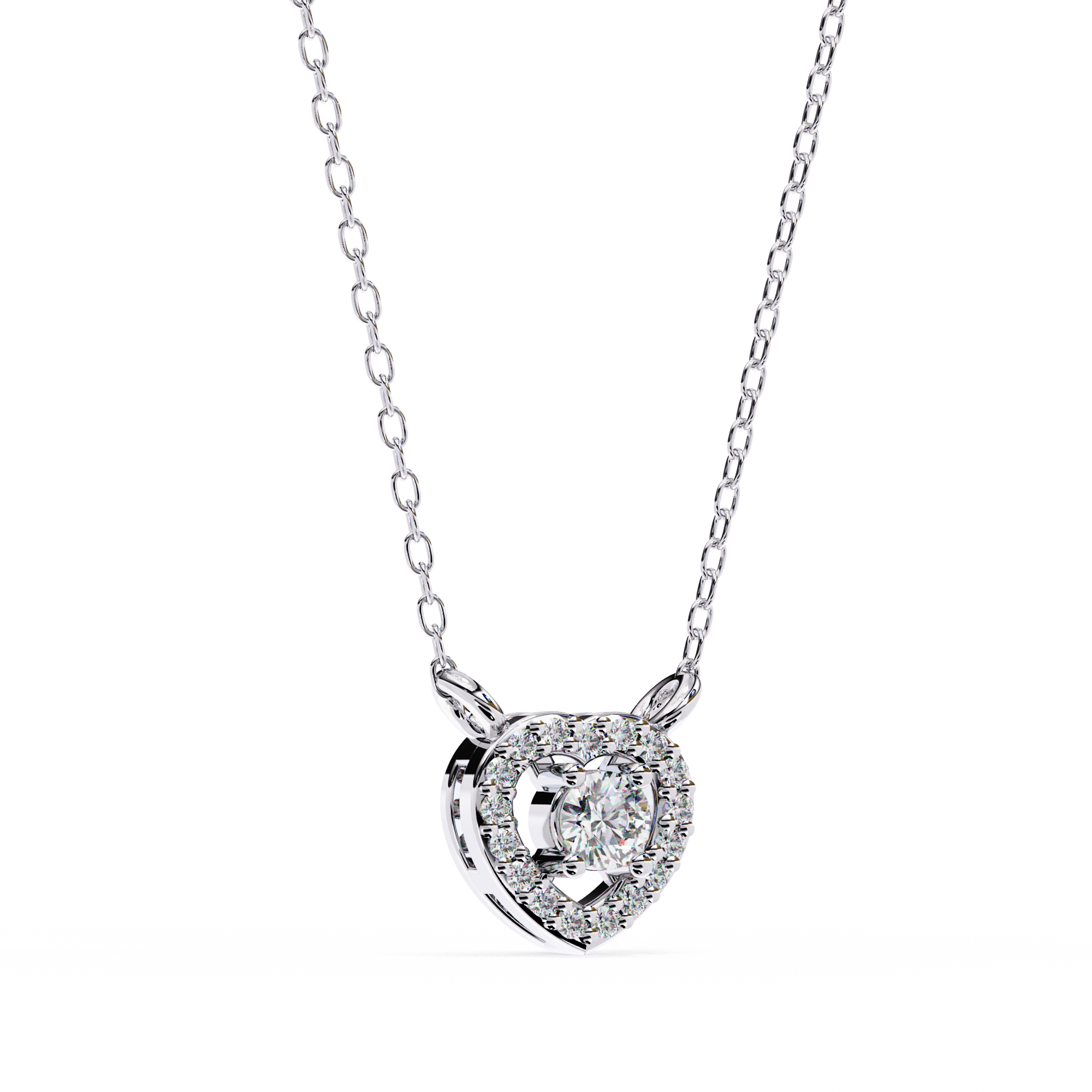 Dancing Diamond Heart Pendant