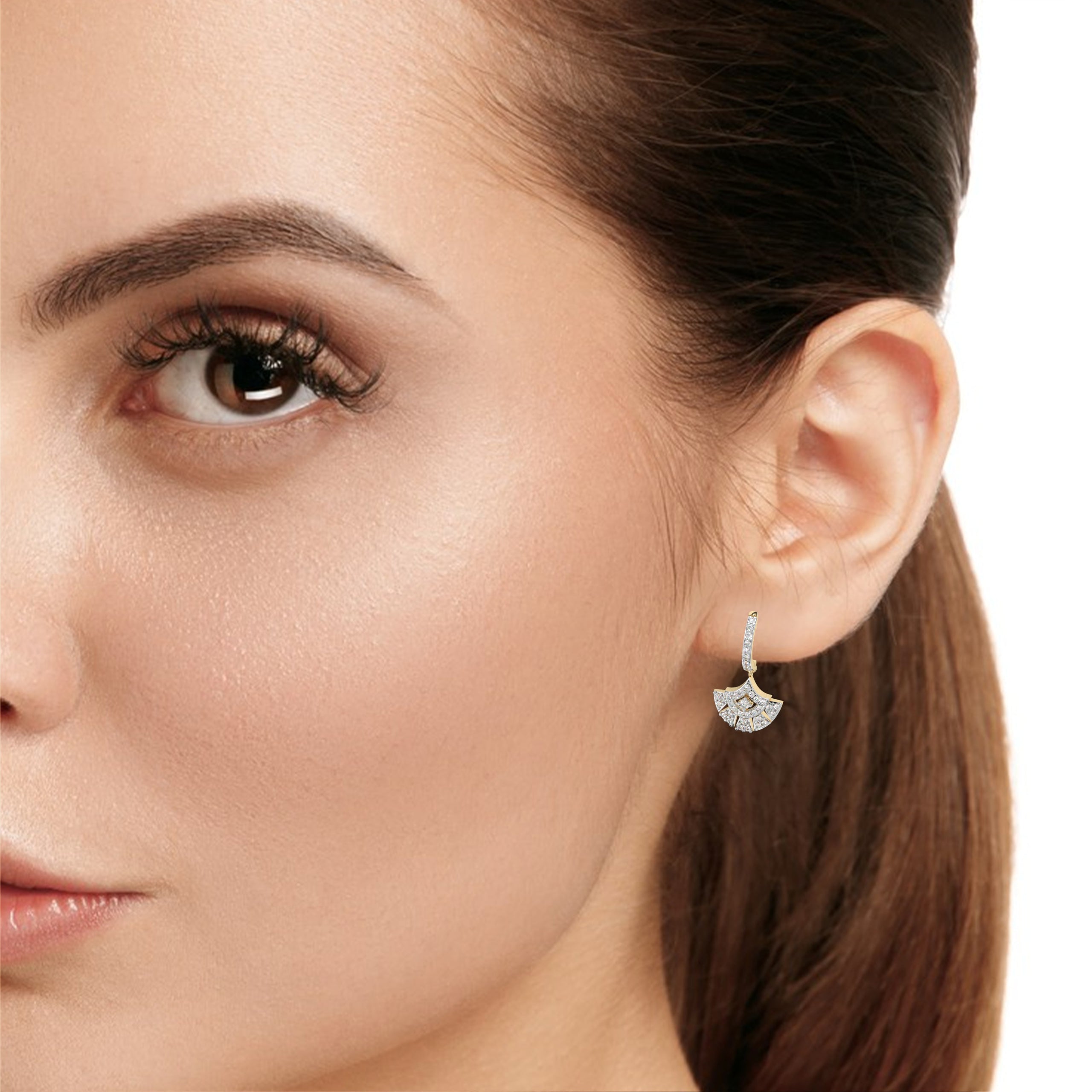 Art Deco Fan Drop Earrings