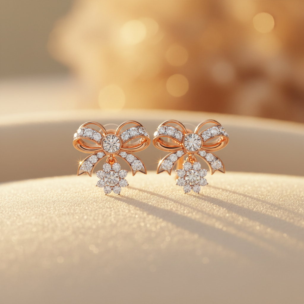 Royal Bow Sparkle Earrings – Playful Elegance & Brilliant Shine