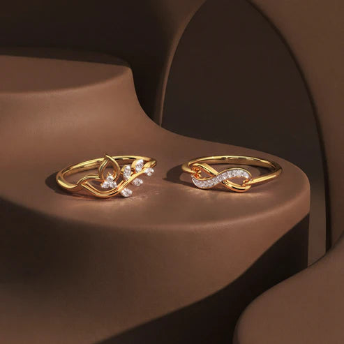 Sparkling Leaf & Infinity Stackable Ring Set