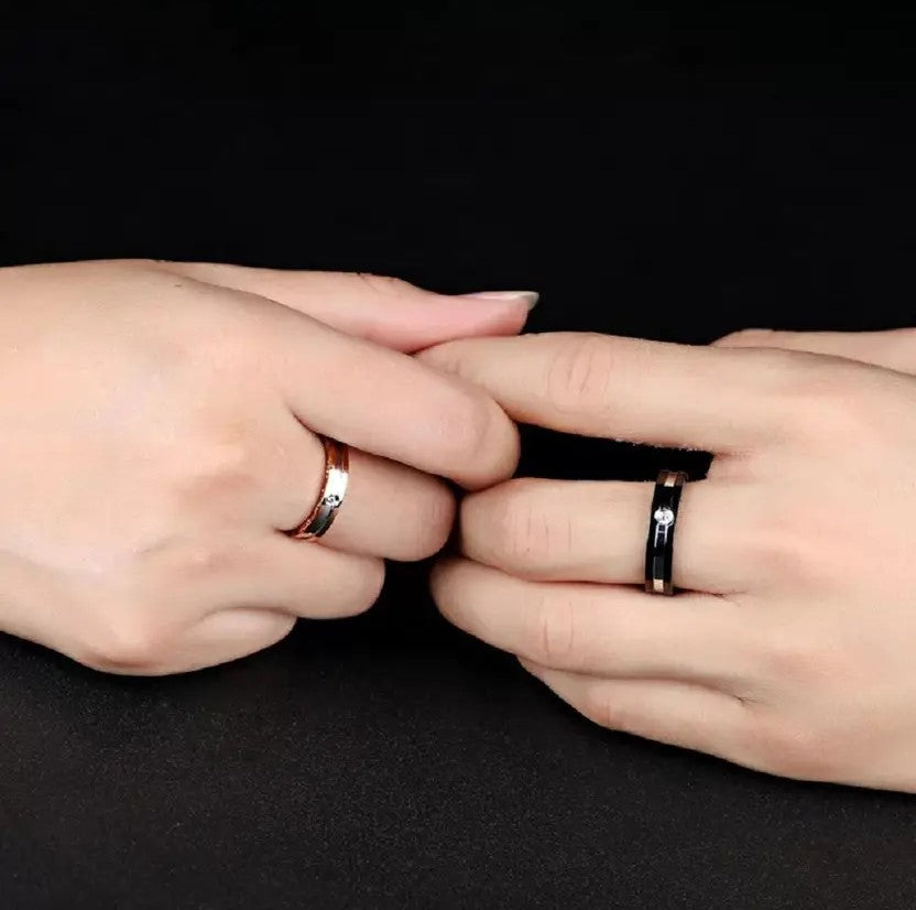 Silver/ Gold/ Rose Gold Elegant His &amp; Hers Two-Tone Diamond Wedding Bands – Luxury Matching Couple Rings