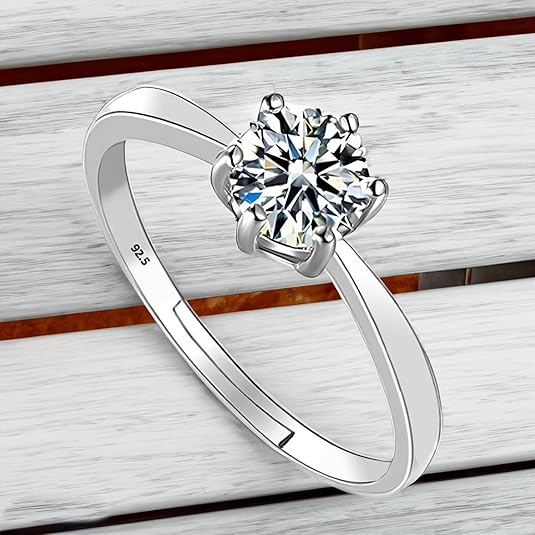 Silver/ Gold/ Rose Gold Elegant Round Cut CZ Diamond Engagement Ring – Classic Sparkling Promise Ring for Women