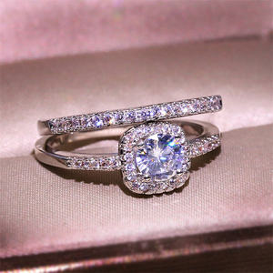 Silver/ Gold/ Rose Gold Elegant Diamond Engagement and Wedding Ring Set  – A Timeless Symbol of Love