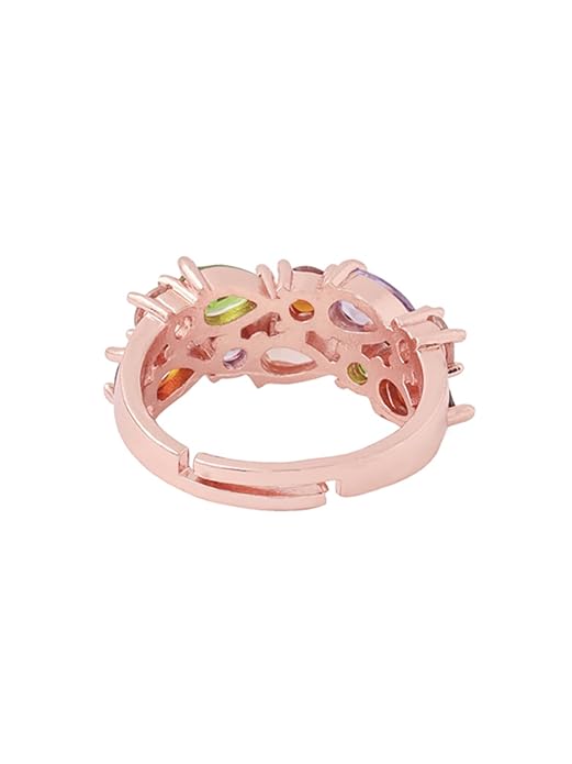 Silver/ Gold/ Rose Gold Yellow Chimes Crystal Rings for Women | Adjustable Ring with Multicolor Swiss Cubic Zircon Crystal