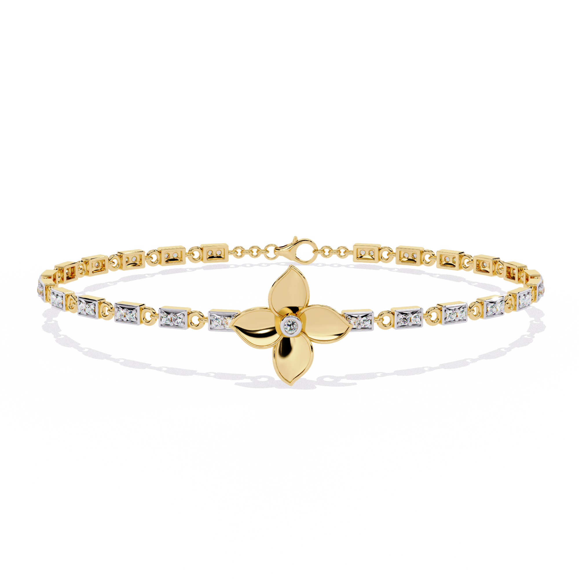Floral Center Diamond Bracelet