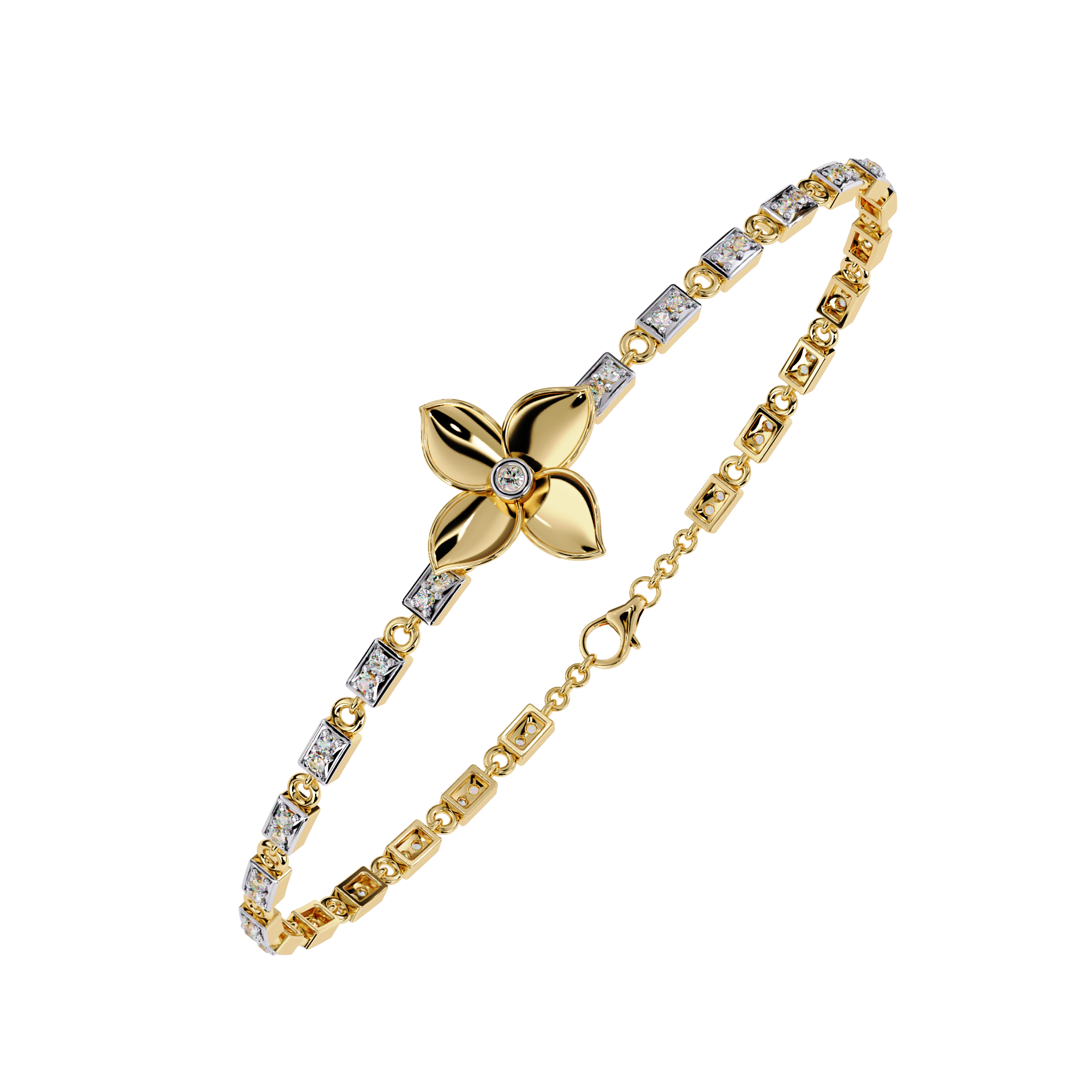 Floral Center Diamond Bracelet