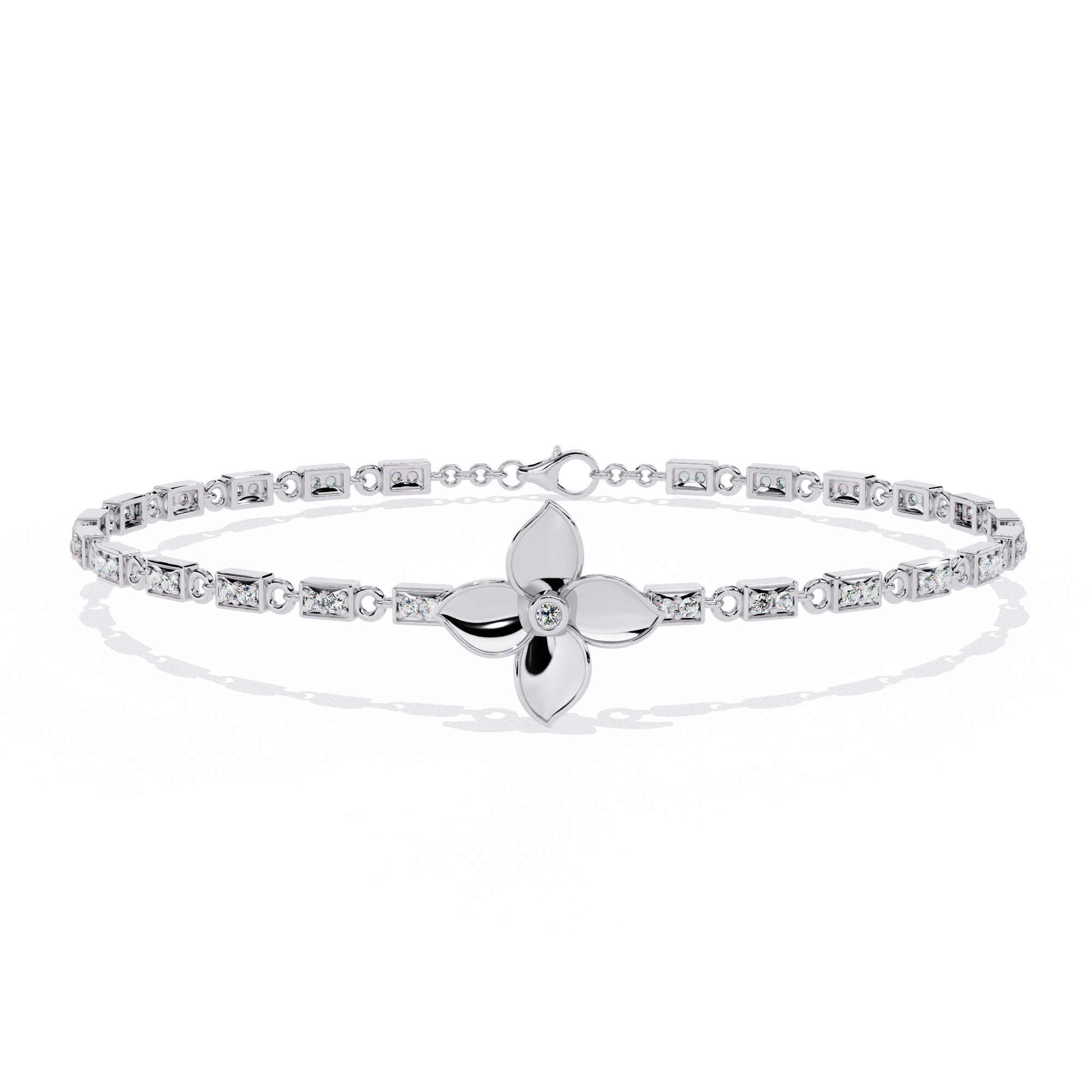 Floral Center Diamond Bracelet
