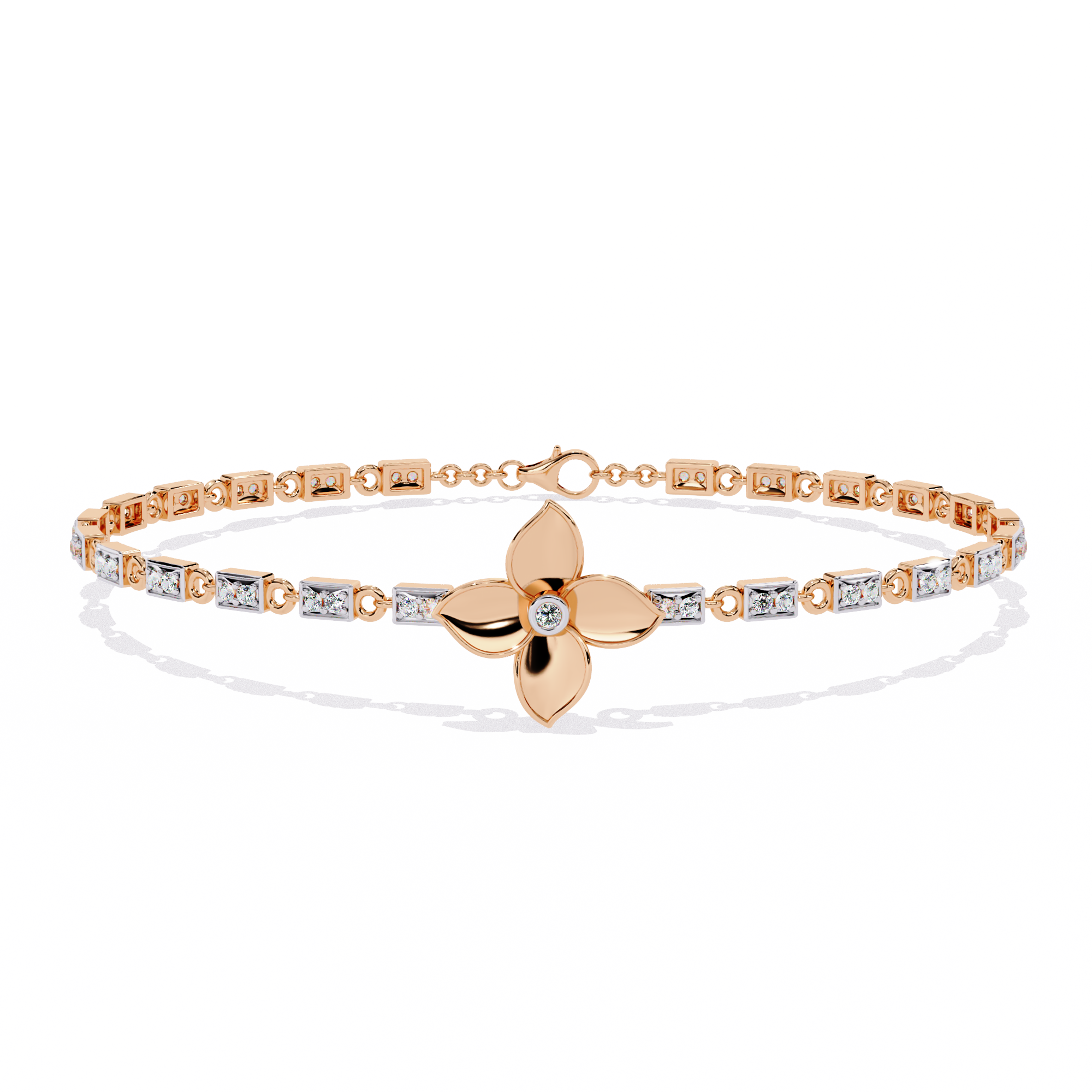 Floral Center Diamond Bracelet