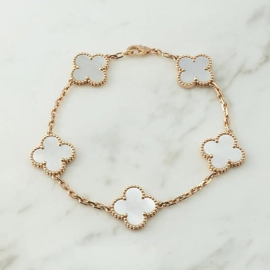 Silver / Gold / Rose gold Aoseahess Five-Leaf Clover Bracelet – Women's Titanium Steel Enamel Jewelry