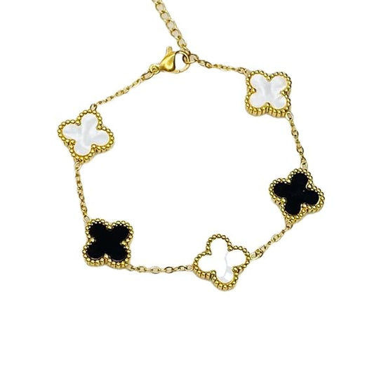 Silver / Gold / Rose gold  Five-Leaf Clover Gold Charm Bracelet – Symbol of Extra Luck & Elegance