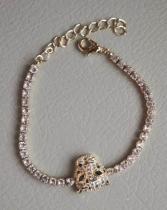 Silver/ Gold / Rose gold Elegant Gold Panther Bracelet with Sparkling Stones – Fierce & Luxurious Style